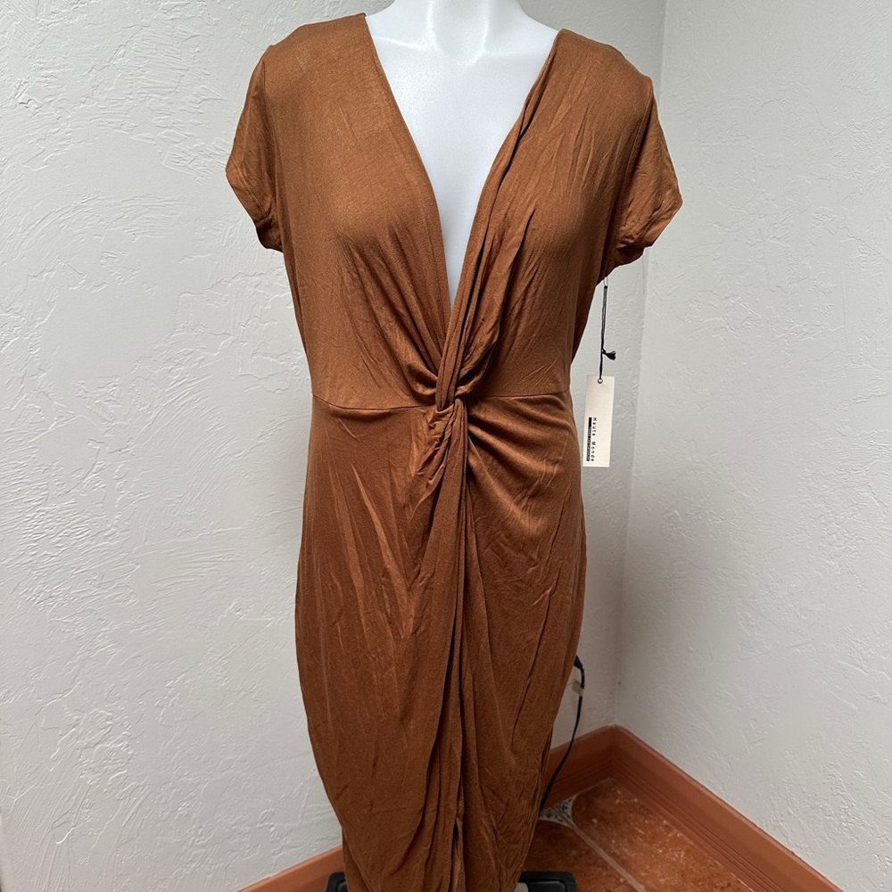 Haute Monde Tan V-Neck Dress